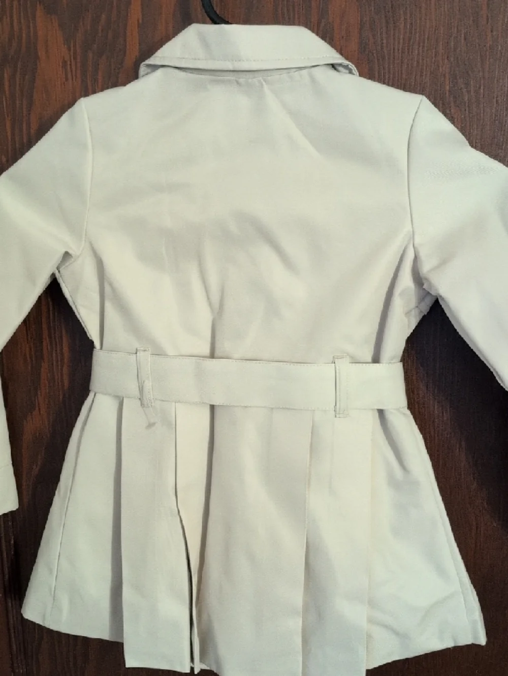 Tahari Cream Double-Breasted Kids Trench Coat with Belt